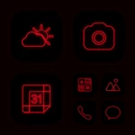 wow red neon theme - icon pack android application logo